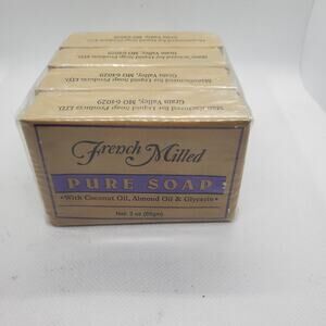 French Milled Pure Bar Soap Lot of 4 Coconut Almond Oil Glycerin Bath Body 85g